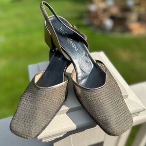 Vintage YSL Gold Mesh Block Heel Slings